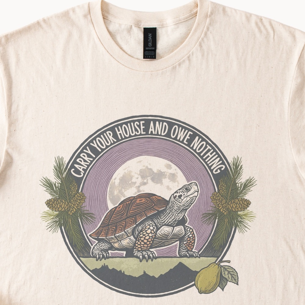 Turtle Shell Pattern Moon Phases Vintage Style Tee - Picture 2 of 5
